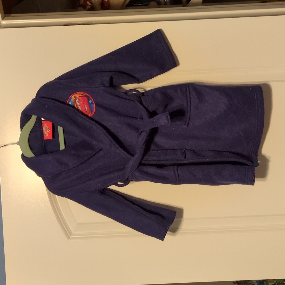 Disney Pixar Cars GUC Blue Fleece  Like 3T bathrobe With Attached Strap